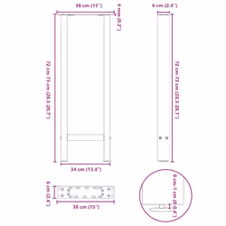 cm) vidaXL Coffee Table Legs Desk Legs Metal Furniture Legs Bar Stand DIY Steel - natural, 38 x (72-73 - Additional view 9