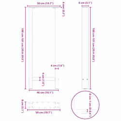 cm) vidaXL Coffee Table Legs Desk Legs Metal Furniture Legs Bar Stand DIY Steel - natural, 50 x (100-101 - Additional view 3