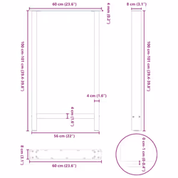 cm) vidaXL Coffee Table Legs Desk Legs Metal Furniture Legs Bar Stand DIY Steel - natural, 60 x (100-101 - Additional view 3