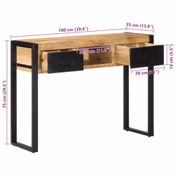 vidaXL Console Table Multicolour 100x35x75 cm Solid Wood Reclaimed sofa table - Brown