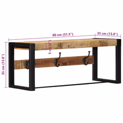 vidaXL Coat Rack 80x35x35 cm Solid Rough Wood Mango clothes rack - Brown - Additional view 8