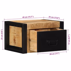 vidaXL Bedside Cabinets 2 pcs 40x35x25 cm Solid Rough Wood Mango bedside table - 1 pcs - Additional view 8