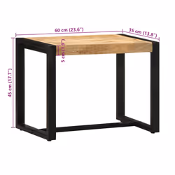 vidaXL Bench 60x35x45 cm Solid Rough Wood Mango hallway bench hall bench - brown, 60 x 35 x 45 cm - Additional view 8