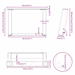 cm) vidaXL Console Table Legs U-Shaped Desk Legs Metal Bar Stand DIY 2 pcs Steel - white, 50 x (30-31 - Additional view 9