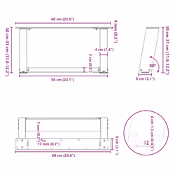 cm) vidaXL Console Table Legs U-Shaped Desk Legs Metal Bar Stand DIY 2 pcs Steel - white, 60 x (30-31