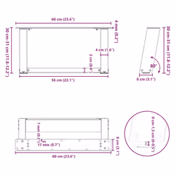 cm) vidaXL Console Table Legs U-Shaped Desk Legs Metal Bar Stand DIY 2 pcs Steel - 60 x (30-31 - Additional view 9