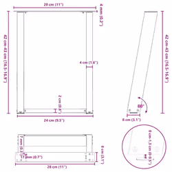 cm) vidaXL Console Table Legs U-Shaped Desk Legs Metal Bar Stand DIY 2 pcs Steel - white, 28 x (42-43