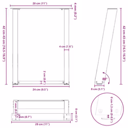 cm) vidaXL Console Table Legs U-Shaped Desk Legs Metal Bar Stand DIY 2 pcs Steel - 28 x (42-43