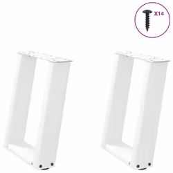 cm) vidaXL Console Table Legs U-Shaped Desk Legs Metal Bar Stand DIY 2 pcs Steel - white, 38 x (42-43