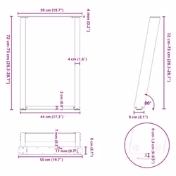 cm) vidaXL Console Table Legs U-Shaped Desk Legs Metal Bar Stand DIY 2 pcs Steel - 50 x (72-73