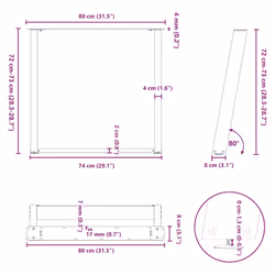 cm) vidaXL Console Table Legs U-Shaped Desk Legs Metal Bar Stand DIY 2 pcs Steel - white, 80 x (72-73 - Additional view 9