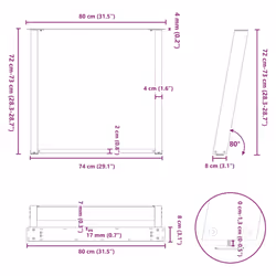 vidXL Dining Table Legs U-Shaped 2 pcs Natural Steel 80x(72-73) cm Steel - Additional view 3