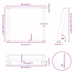 cm) vidaXL Console Table Legs U-Shaped Desk Legs Metal Bar Stand DIY 2 pcs Steel - white, 90 x (72-73