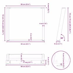 cm) vidaXL Console Table Legs U-Shaped Desk Legs Metal Bar Stand DIY 2 pcs Steel - 90 x (72-73