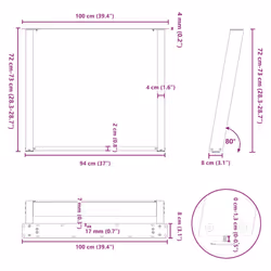 cm) vidaXL Console Table Legs U-Shaped Desk Legs Metal Bar Stand DIY 2 pcs Steel - 100 x (72-73