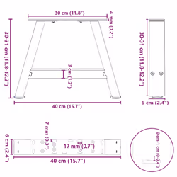 cm) vidaXL Coffee Table Legs A-Shaped Desk Legs Metal Bar Stand DIY 2 pcs Steel - natural, 40 x (30-31 - Additional view 3