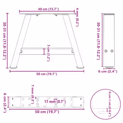 cm) vidaXL Coffee Table Legs A-Shaped Desk Legs Metal Bar Stand DIY 2 pcs Steel - natural, 50 x (30-31 - Additional view 9