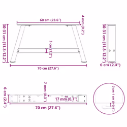 cm) vidaXL Coffee Table Legs A-Shaped Desk Legs Metal Bar Stand DIY 2 pcs Steel - natural, 70 x (30-31 - Additional view 9