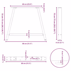cm) vidaXL Coffee Table Legs A-Shaped Desk Legs Metal Bar Stand DIY 2 pcs Steel - natural, 90 x (72-73 - Additional view 3