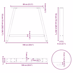 cm) vidaXL Coffee Table Legs A-Shaped Desk Legs Metal Bar Stand DIY 2 pcs Steel - natural, 100 x (72-73 - Additional view 9