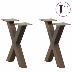 cm (40 mm)/ 2 pcs) vidaXL Dining Table Legs X-Shaped Desk Legs Kitchen Metal Furniture Legs Steel - natural, 30 x (30-31