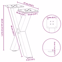 cm (40 mm)/ 2 pcs) vidaXL Dining Table Legs X-Shaped Desk Legs Kitchen Metal Furniture Legs Steel - black, 40 x (30-31 - Additional view 7