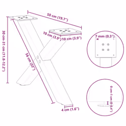 vidaXL Coffee Table Legs X-Shaped 2 pcs Natural Steel 50x(30-31) cm Steel - Additional view 3
