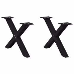 cm (40 mm)/ 2 pcs) vidaXL Dining Table Legs X-Shaped Desk Legs Kitchen Metal Furniture Legs Steel - black, 60 x (30-31