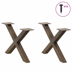 cm (40 mm)/ 2 pcs) vidaXL Dining Table Legs X-Shaped Desk Legs Kitchen Metal Furniture Legs Steel - natural, 60 x (30-31
