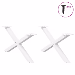 cm (40 mm)/ 2 pcs) vidaXL Dining Table Legs X-Shaped Desk Legs Kitchen Metal Furniture Legs Steel - white, 70 x (30-31