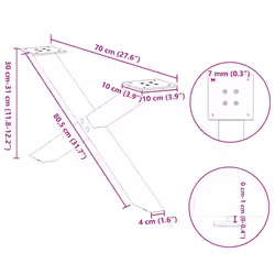 cm (40 mm)/ 2 pcs) vidaXL Dining Table Legs X-Shaped Desk Legs Kitchen Metal Furniture Legs Steel - white, 70 x (30-31