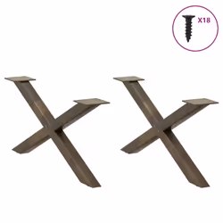 cm (40 mm)/ 2 pcs) vidaXL Dining Table Legs X-Shaped Desk Legs Kitchen Metal Furniture Legs Steel - natural, 70 x (30-31