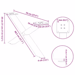cm (40 mm)/ 2 pcs) vidaXL Dining Table Legs X-Shaped Desk Legs Kitchen Metal Furniture Legs Steel - natural, 70 x (30-31