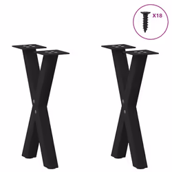 cm (40 mm)/ 2 pcs) vidaXL Dining Table Legs X-Shaped Desk Legs Kitchen Metal Furniture Legs Steel - black, 38 x (42-43