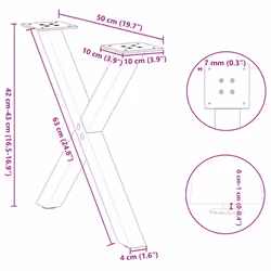cm (40 mm)/ 2 pcs) vidaXL Dining Table Legs X-Shaped Desk Legs Kitchen Metal Furniture Legs Steel - black, 50 x (42-43