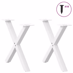 cm (40 mm)/ 2 pcs) vidaXL Dining Table Legs X-Shaped Desk Legs Kitchen Metal Furniture Legs Steel - white, 50 x (42-43
