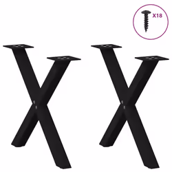 cm (40 mm)/ 2 pcs) vidaXL Dining Table Legs X-Shaped Desk Legs Kitchen Metal Furniture Legs Steel - black, 60 x (42-43