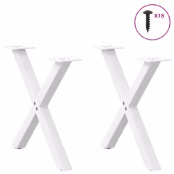 cm (40 mm)/ 2 pcs) vidaXL Dining Table Legs X-Shaped Desk Legs Kitchen Metal Furniture Legs Steel - white, 60 x (42-43