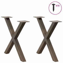 cm (40 mm)/ 2 pcs) vidaXL Dining Table Legs X-Shaped Desk Legs Kitchen Metal Furniture Legs Steel - natural, 60 x (42-43 - Additional view 2