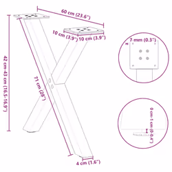 cm (40 mm)/ 2 pcs) vidaXL Dining Table Legs X-Shaped Desk Legs Kitchen Metal Furniture Legs Steel - natural, 60 x (42-43 - Additional view 9