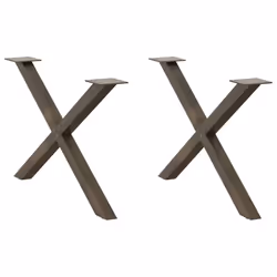 cm (40 mm)/ 2 pcs) vidaXL Dining Table Legs X-Shaped Desk Legs Kitchen Metal Furniture Legs Steel - natural, 70 x (42-43