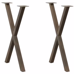 cm (40 mm)/ 2 pcs) vidaXL Dining Table Legs X-Shaped Desk Legs Kitchen Metal Furniture Legs Steel - natural, 50 x (72-73
