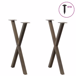 cm (40 mm)/ 2 pcs) vidaXL Dining Table Legs X-Shaped Desk Legs Kitchen Metal Furniture Legs Steel - natural, 50 x (72-73