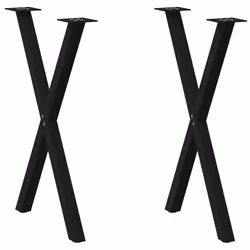 cm (40 mm)/ 2 pcs) vidaXL Dining Table Legs X-Shaped Desk Legs Kitchen Metal Furniture Legs Steel - black, 60 x (72-73