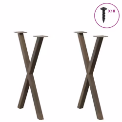 cm (40 mm)/ 2 pcs) vidaXL Dining Table Legs X-Shaped Desk Legs Kitchen Metal Furniture Legs Steel - natural, 57 x (72-73
