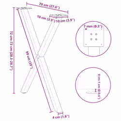 cm (40 mm)/ 2 pcs) vidaXL Dining Table Legs X-Shaped Desk Legs Kitchen Metal Furniture Legs Steel - black, 70 x (72-73 - Additional view 9