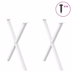 cm (40 mm)/ 2 pcs) vidaXL Dining Table Legs X-Shaped Desk Legs Kitchen Metal Furniture Legs Steel - white, 70 x (72-73