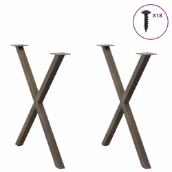 cm (40 mm)/ 2 pcs) vidaXL Dining Table Legs X-Shaped Desk Legs Kitchen Metal Furniture Legs Steel - natural, 70 x (72-73