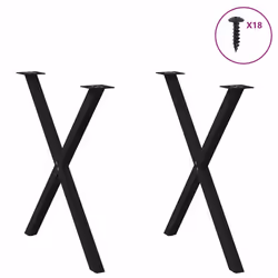cm (40 mm)/ 2 pcs) vidaXL Dining Table Legs X-Shaped Desk Legs Kitchen Metal Furniture Legs Steel - black, 80 x (72-73