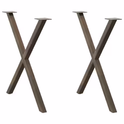 cm (40 mm)/ 2 pcs) vidaXL Dining Table Legs X-Shaped Desk Legs Kitchen Metal Furniture Legs Steel - natural, 80 x (72-73